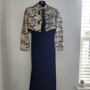 Vintage Jonny Herbert Original Long Blk Velvet Dress/Black-Gold Silver Jacket